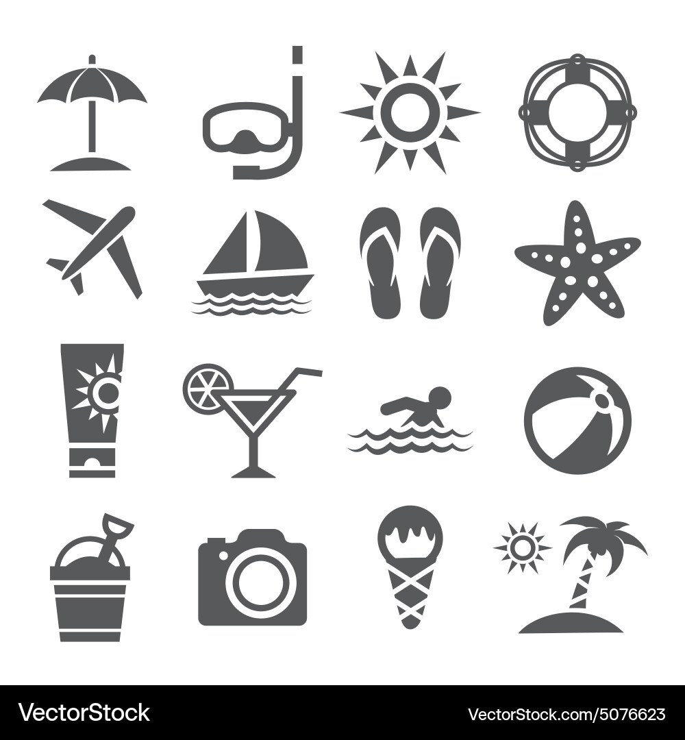 Summer Icon Set Royalty Free Vector Image - VectorStock