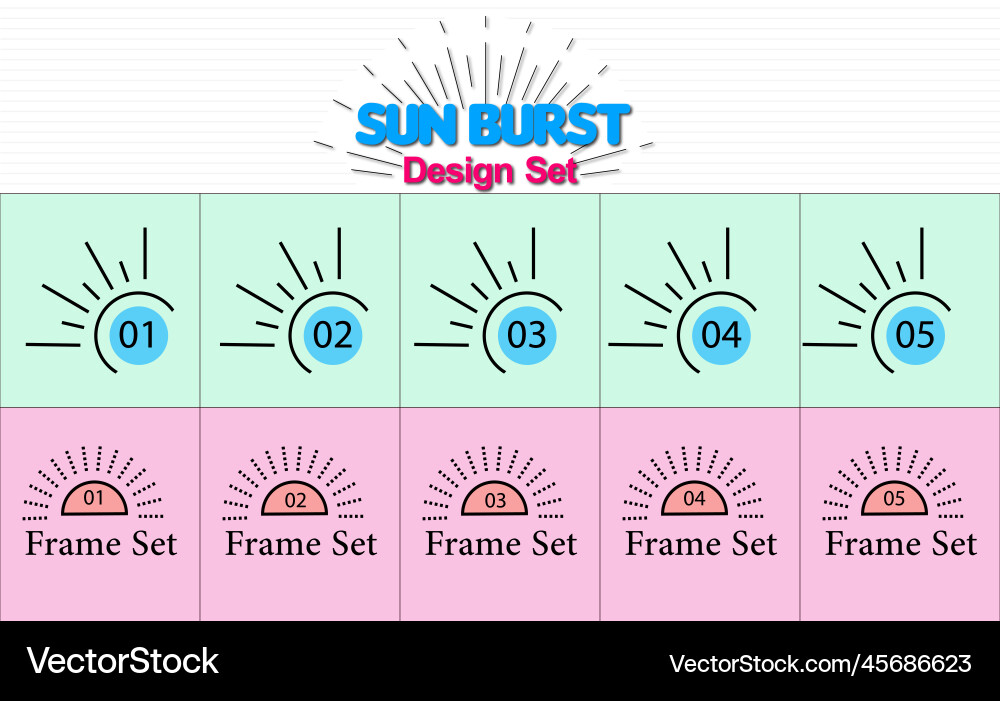 Sunburst design set simple heading frame Sunburst design set simple heading frame vector image