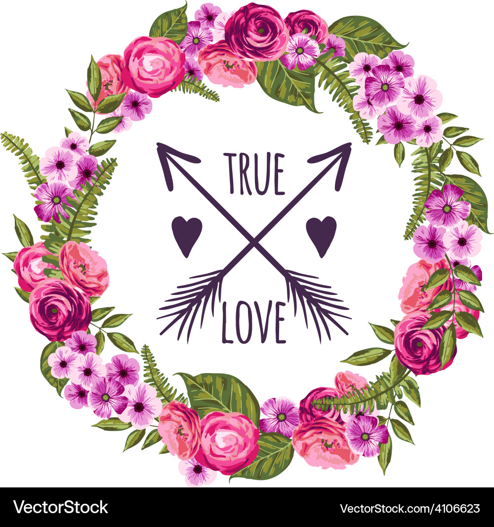 Vintage Flower Wreath Vector Image