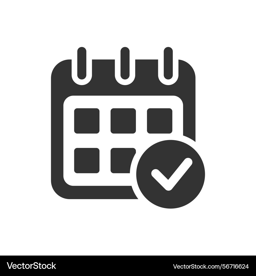 Calendar with check mark icon isolated flat style Calendar with check mark icon isolated flat style vector image