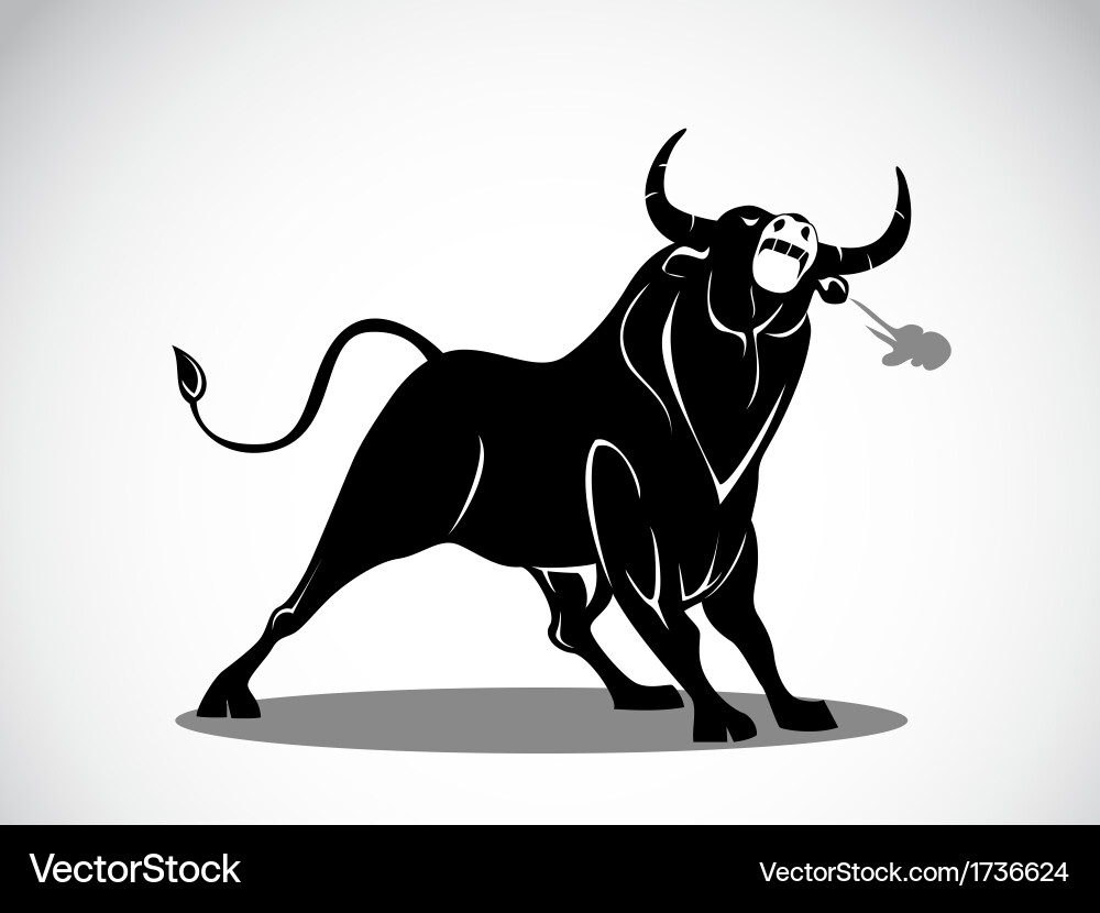 Charging Bull (1736624) – Royalty-Free Vector | VectorStock, image size:1000x830