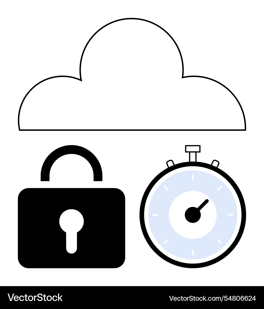Cloud computing security with lock and time Cloud computing security with lock and time vector image