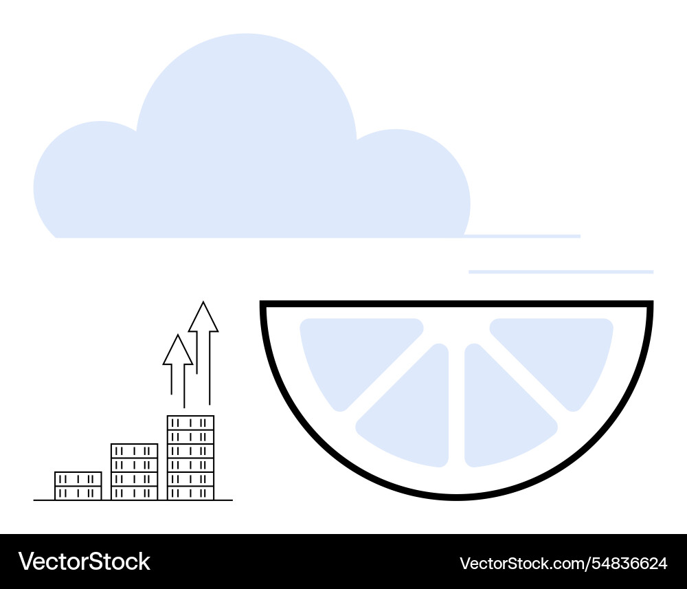 Cloud with rising bar graph and lemon slice Cloud with rising bar graph and lemon slice vector image