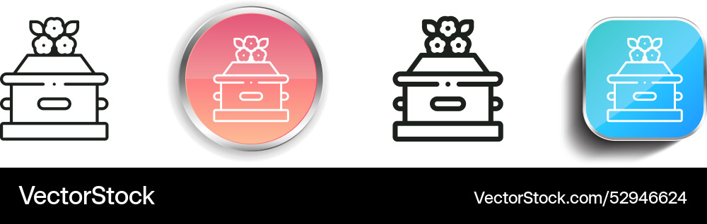 Coffin icon thin linear regular and button style vector image