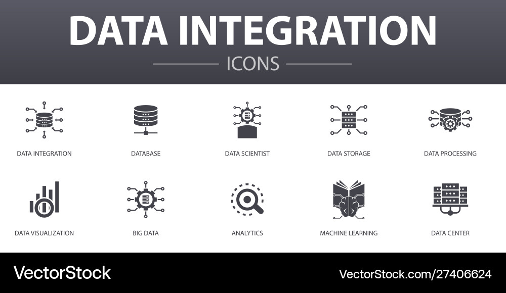 Data Integration Icon Set - Modern & Flat vector image