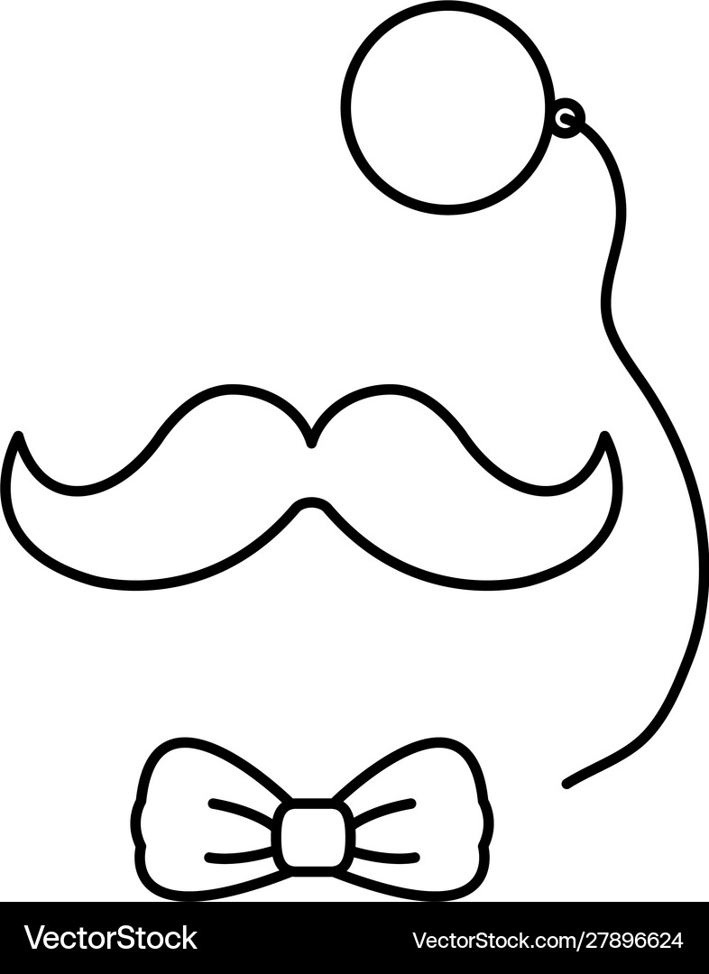 Monocular with bowtie and mustache gentleman – Royalty-Free Vector |  VectorStock, image size:786x1080