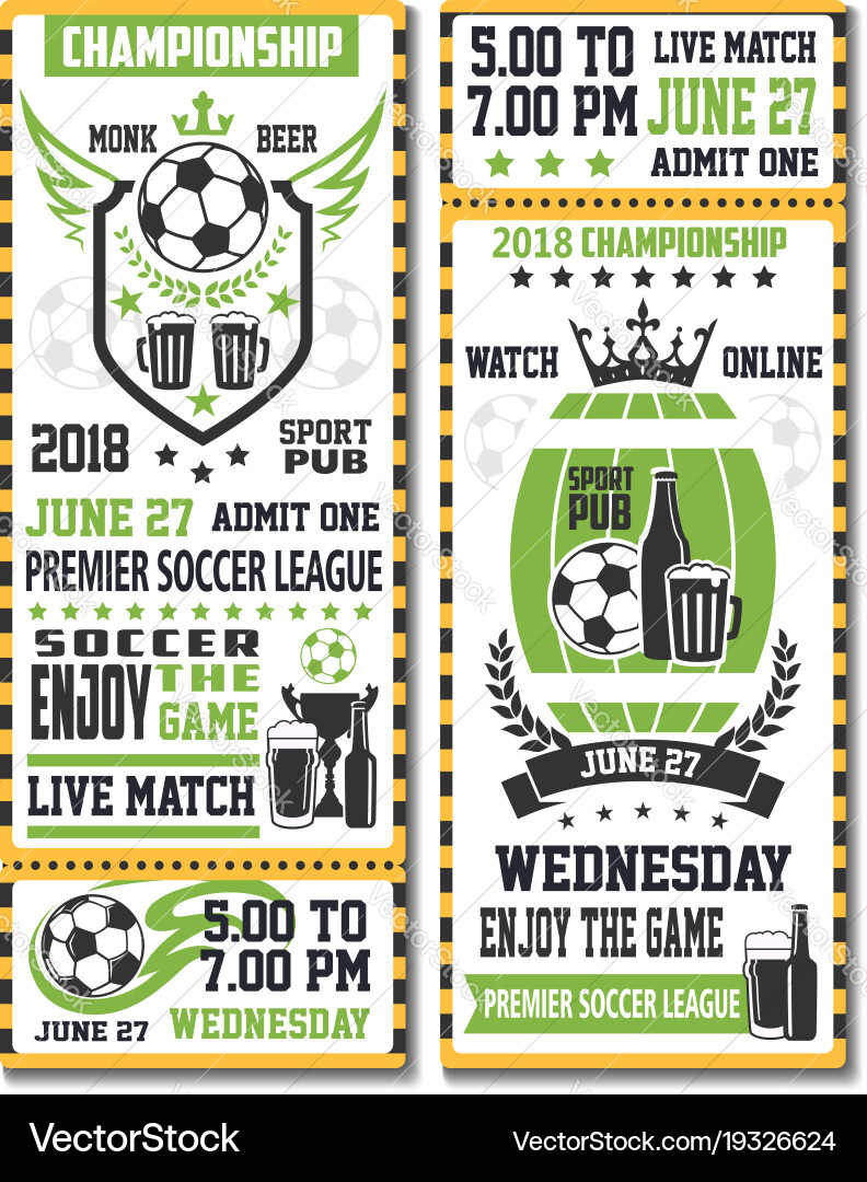 Sport game ticket for soccer match vector image