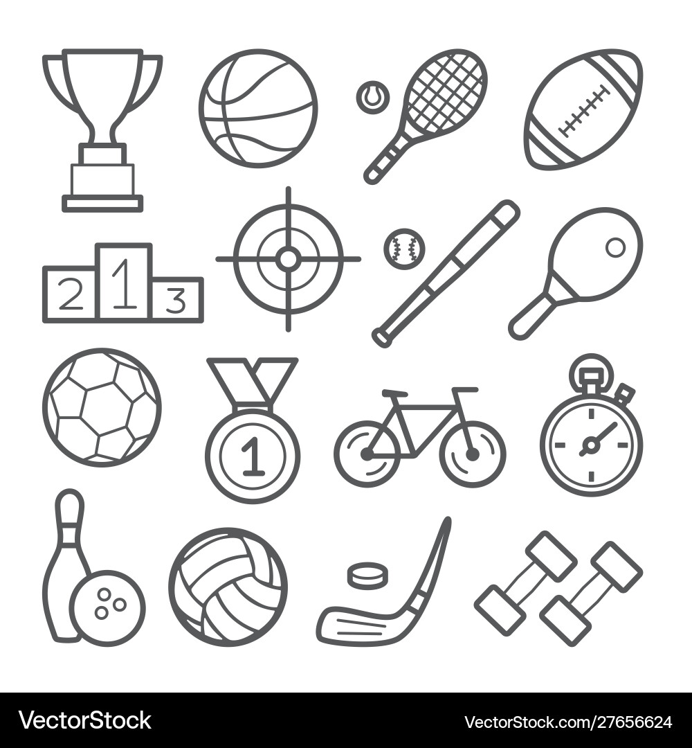 Sport line icon set on white background Sport line icon set on white background vector image