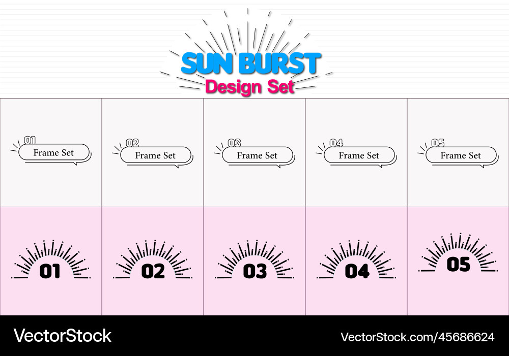 Sunburst design set simple heading frame Sunburst design set simple heading frame vector image