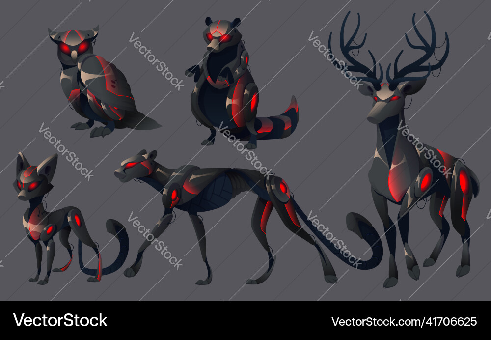 Animals robots machines evil robotics monsters set Animals robots machines evil robotics monsters set vector image