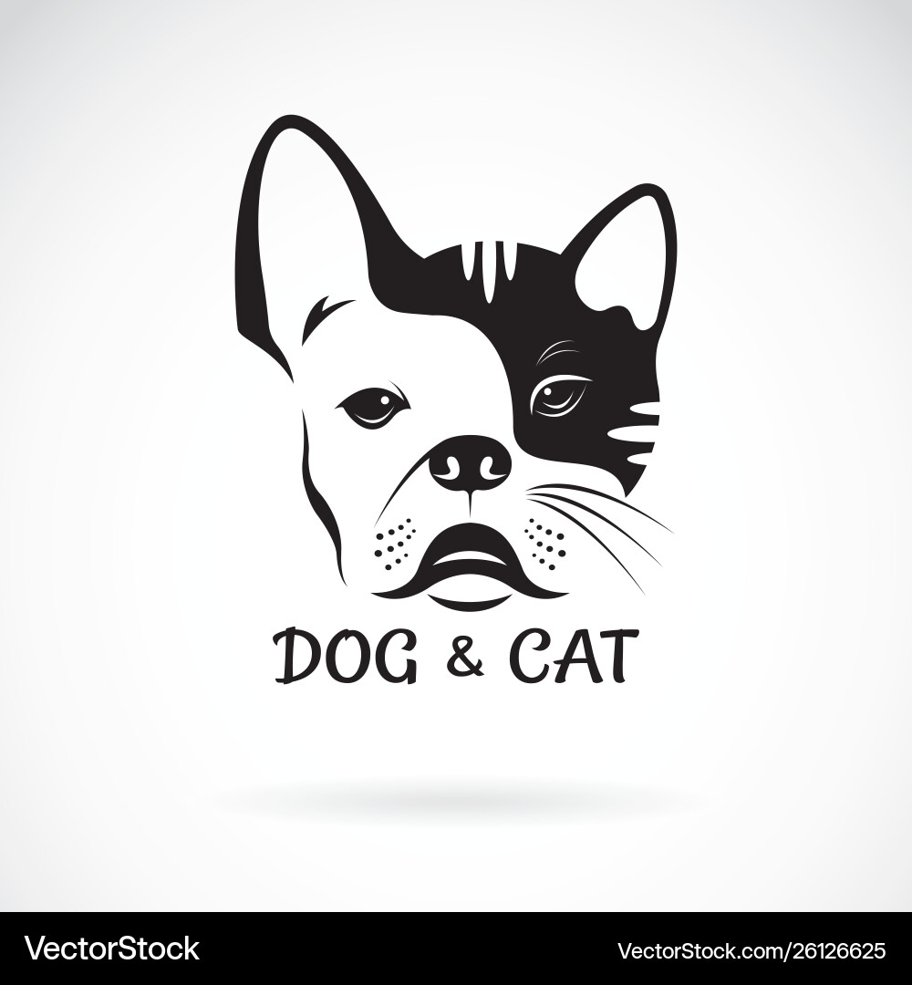 Bulldog and Cat Head - Cute Pet Logo vector image