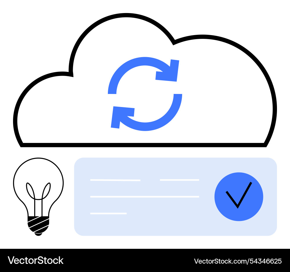Cloud synchronization with lightbulb symbolizing vector image