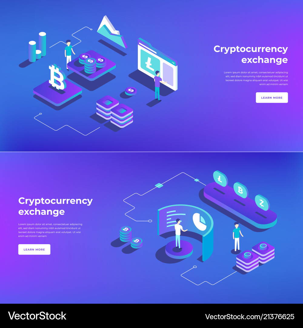 Kryptowährung Austausch und Blockchain isometrisch Kryptowährung Austausch und Blockchain isometrisch vektorbild