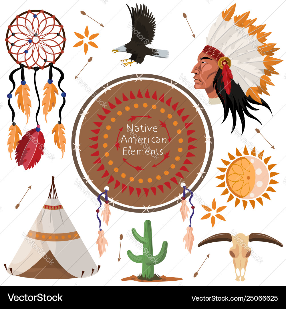 Native American Elements Set Royalty Free Vector Image