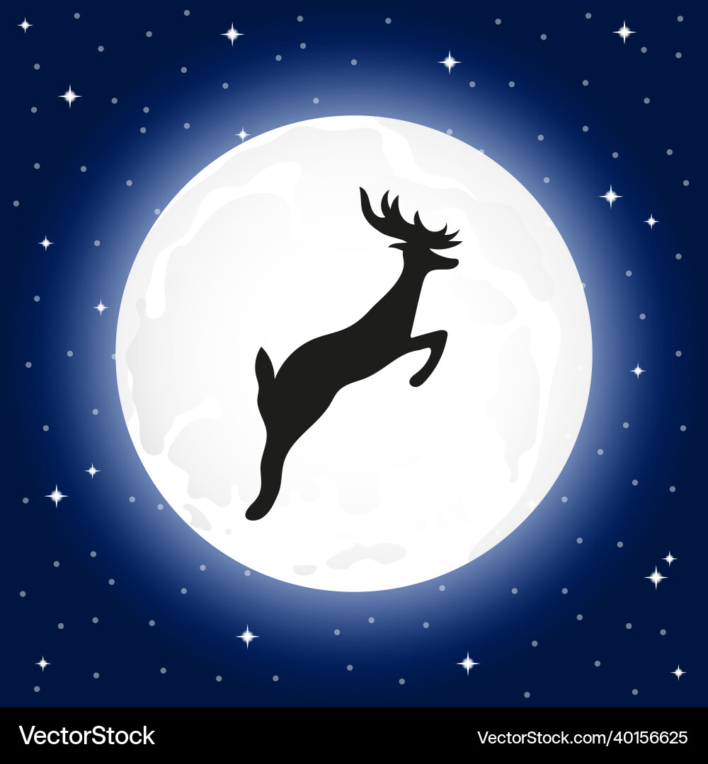 Reindeer silhouette the background of moon Vector Image