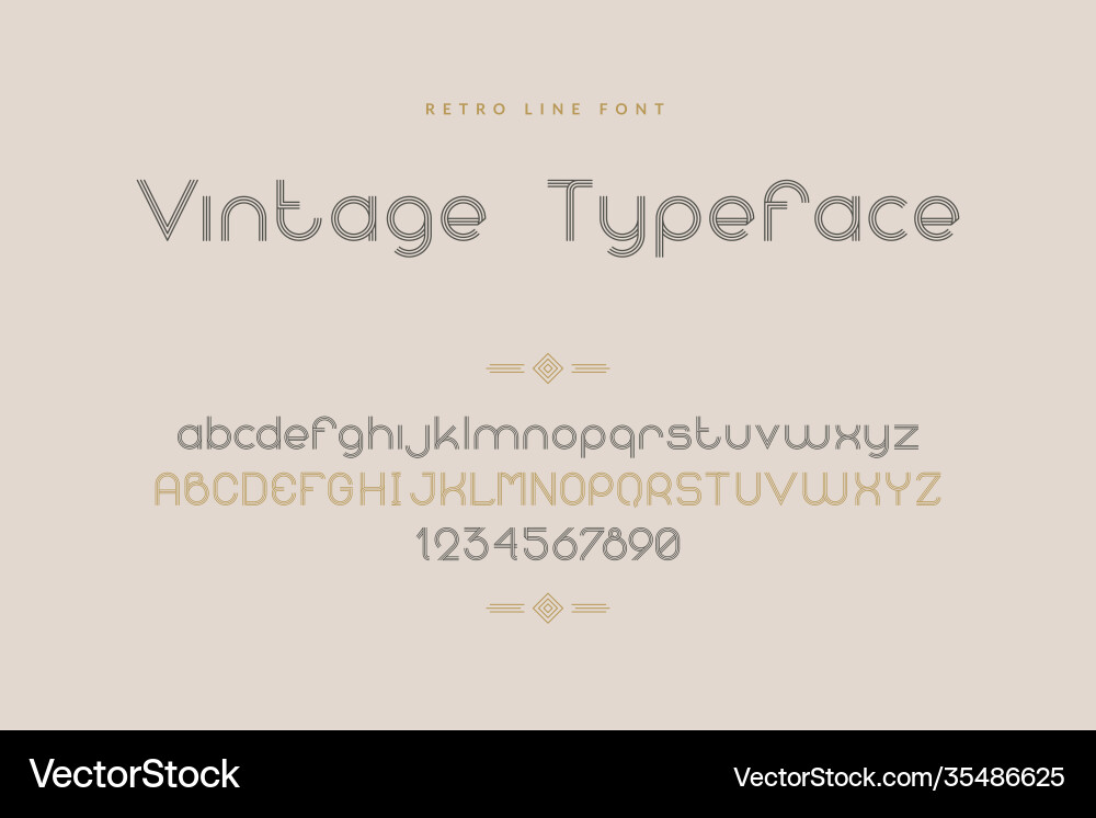 Retro font line uppercase and lowercase letters Vector Image