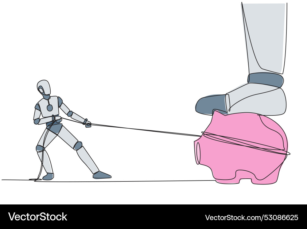 Single continuous line drawing smart robot tries Single continuous line drawing smart robot tries vector image