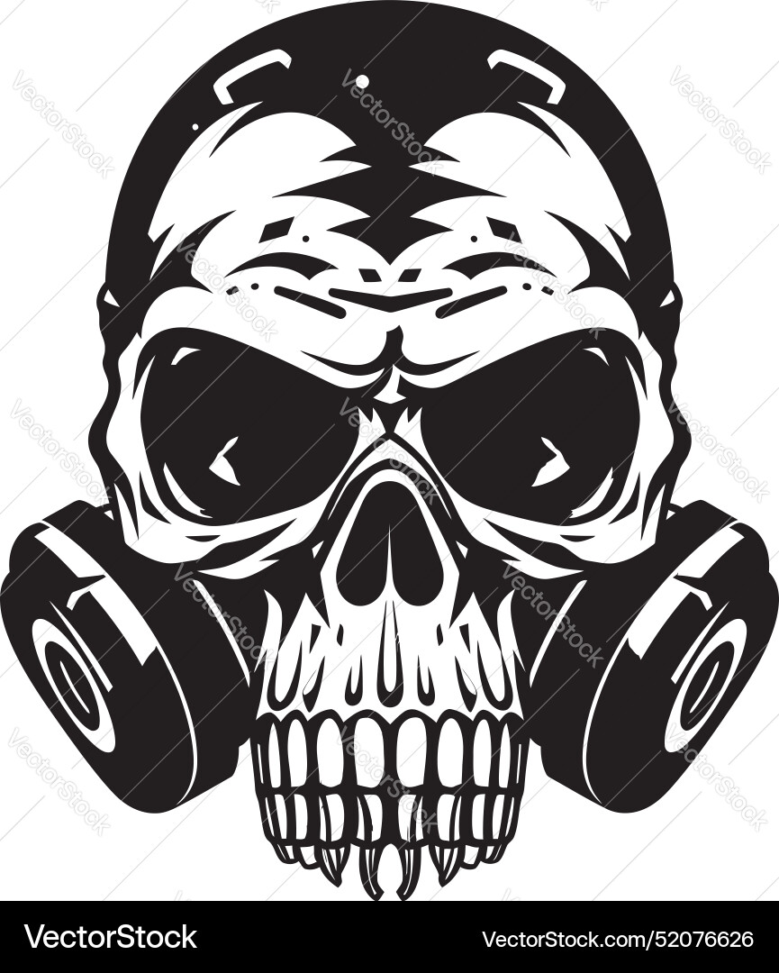 Apocalyptic armor skull with gas mask logo hazard Vector Image