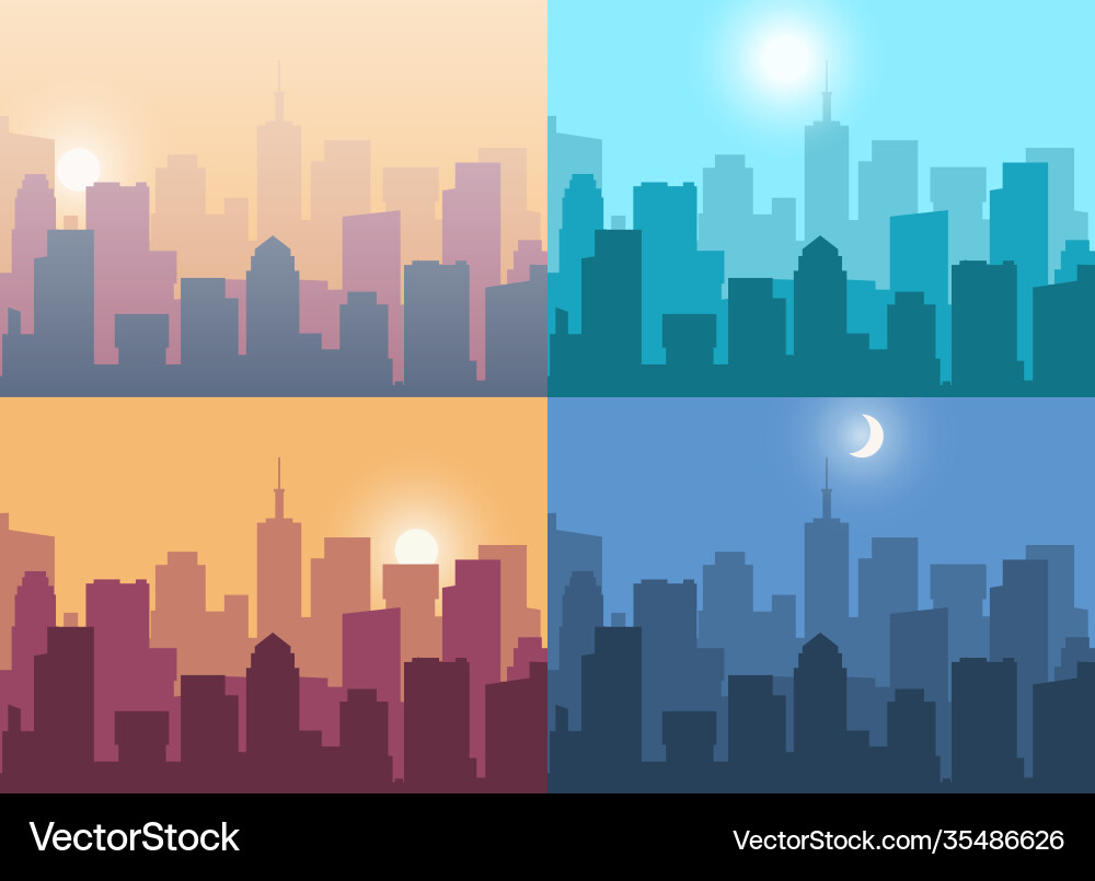 Cityscape city view at night or sunrise Cityscape city view at night or sunrise vector image
