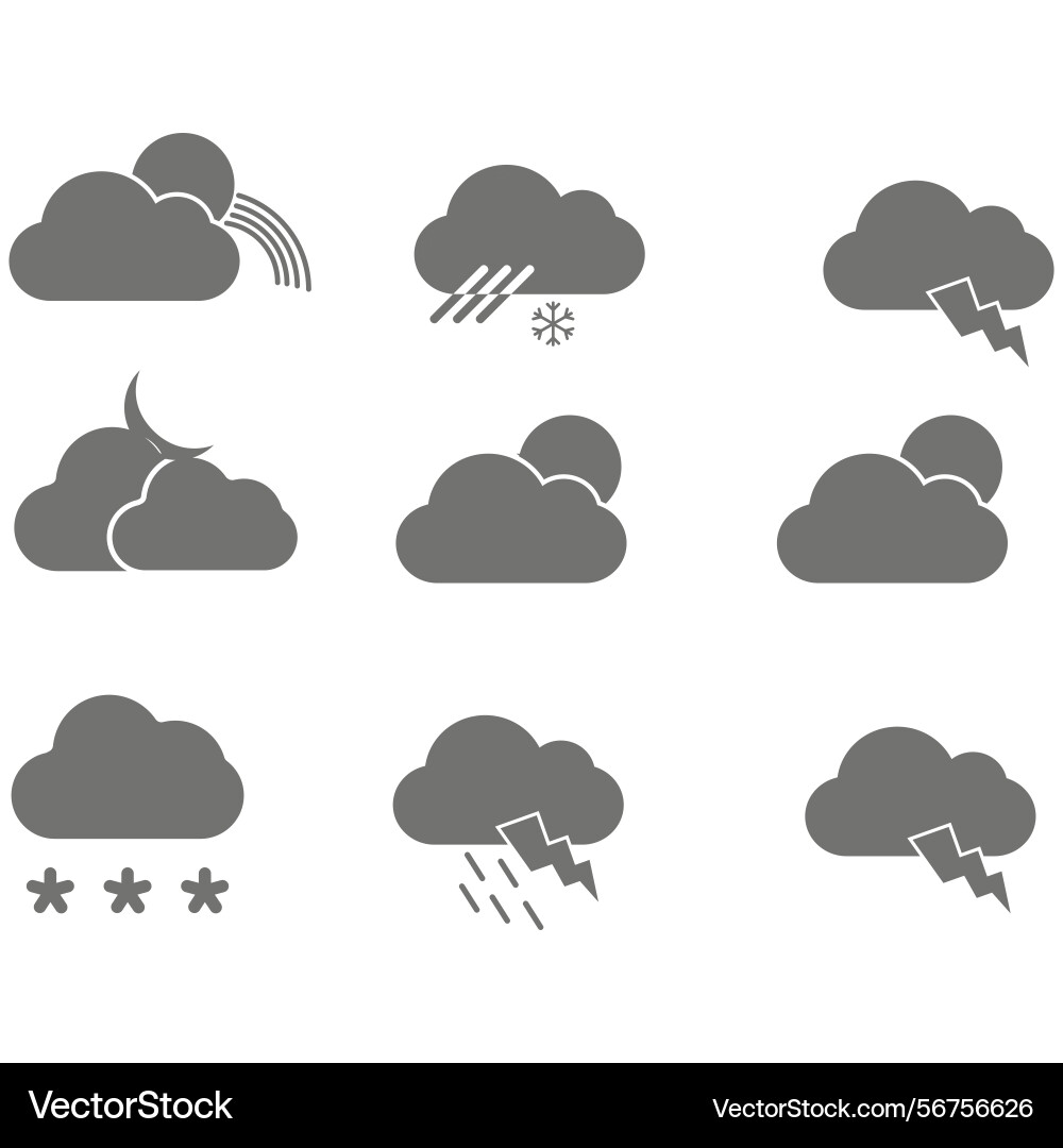 Clouds icons set of in different form Vector Image