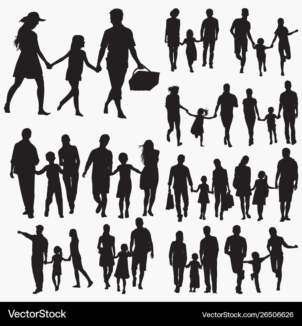 Family Silhouette - Mom, Dad, and Child Vector Image