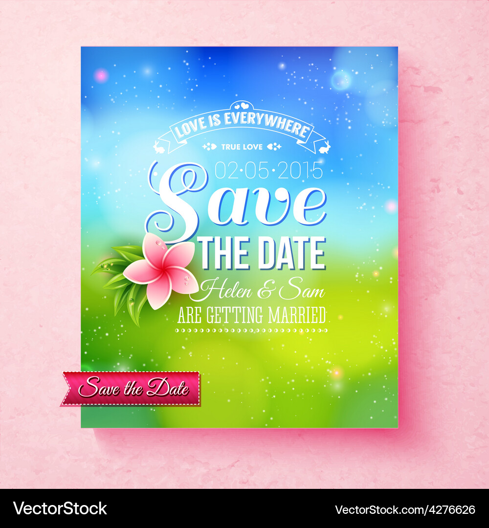 Fresh colorful spring save the date template Vector Image