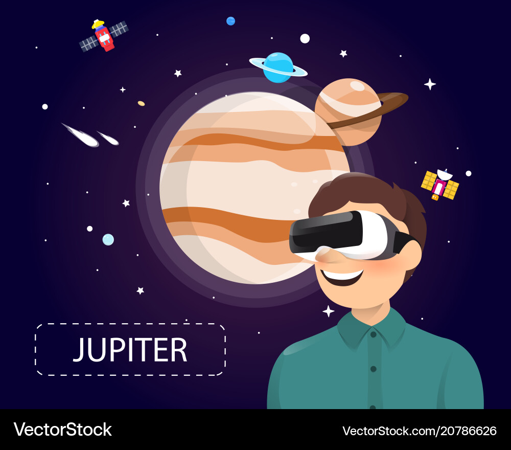Man Exploring Jupiter in VR vector image