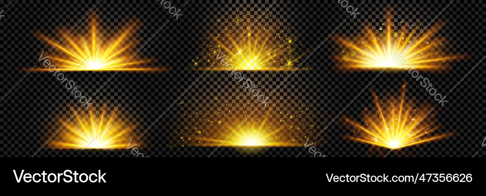Realistisches Set aus goldenem Licht auf transparent Realistisches Set aus goldenem Licht auf transparent vektorbild