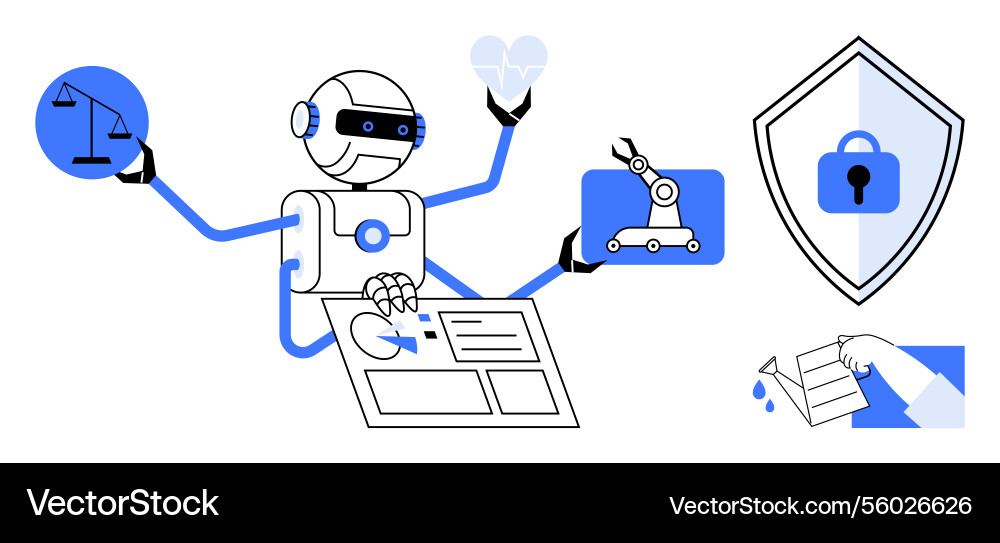 Robotic and ai integration in various fields Robotic and ai integration in various fields vector image