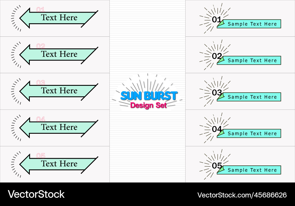 Sunburst design set simple heading frame Sunburst design set simple heading frame vector image