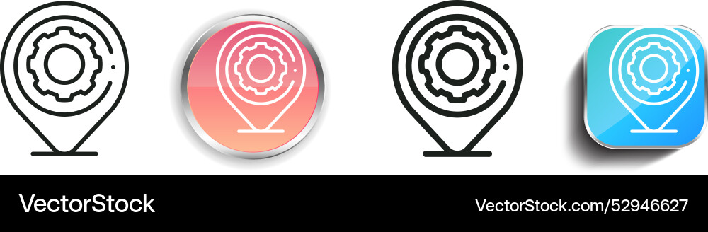 Cogwheel icon thin linear regular and button vector image