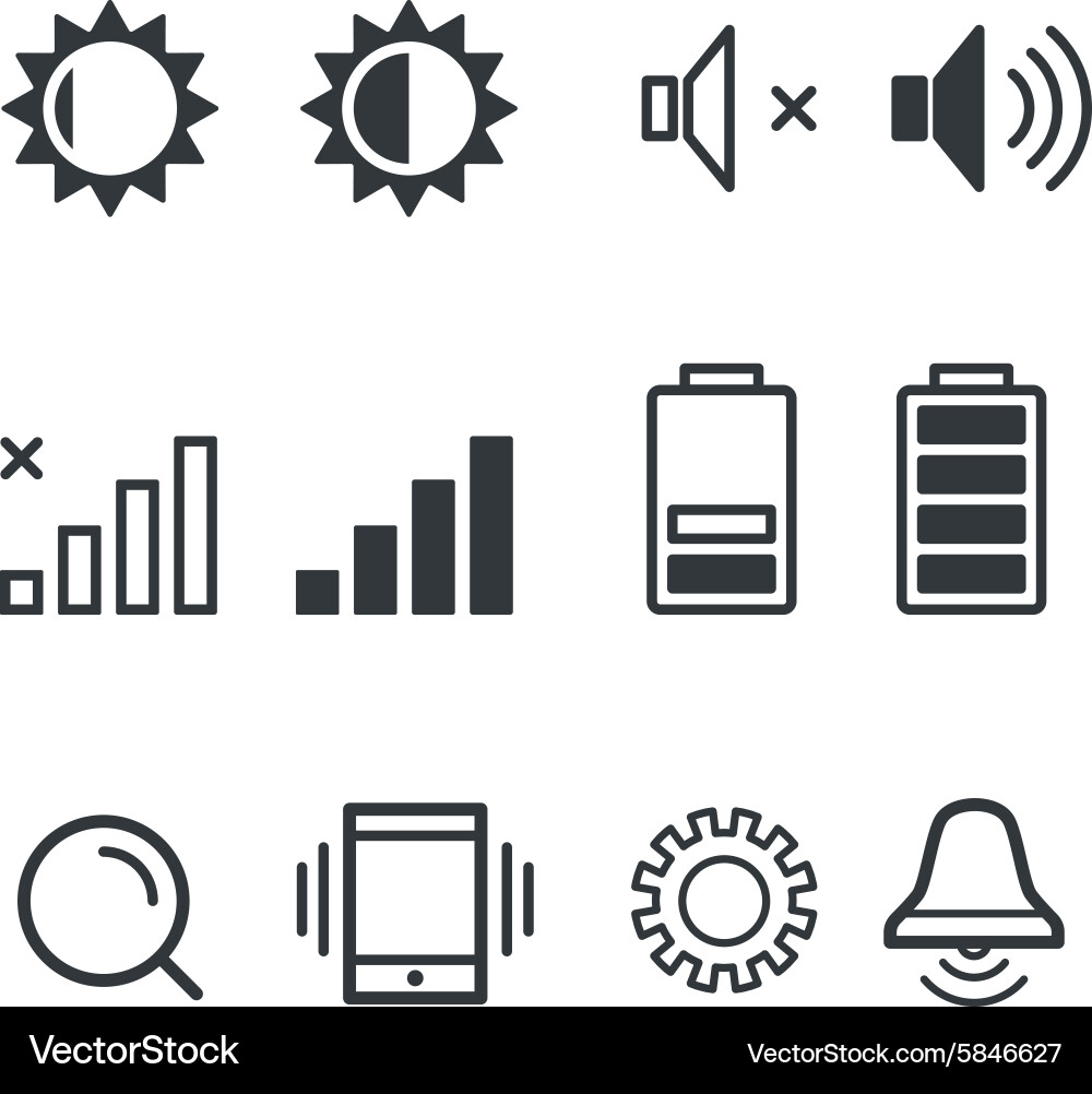 Different mobile phone notification pictograms Vector Image