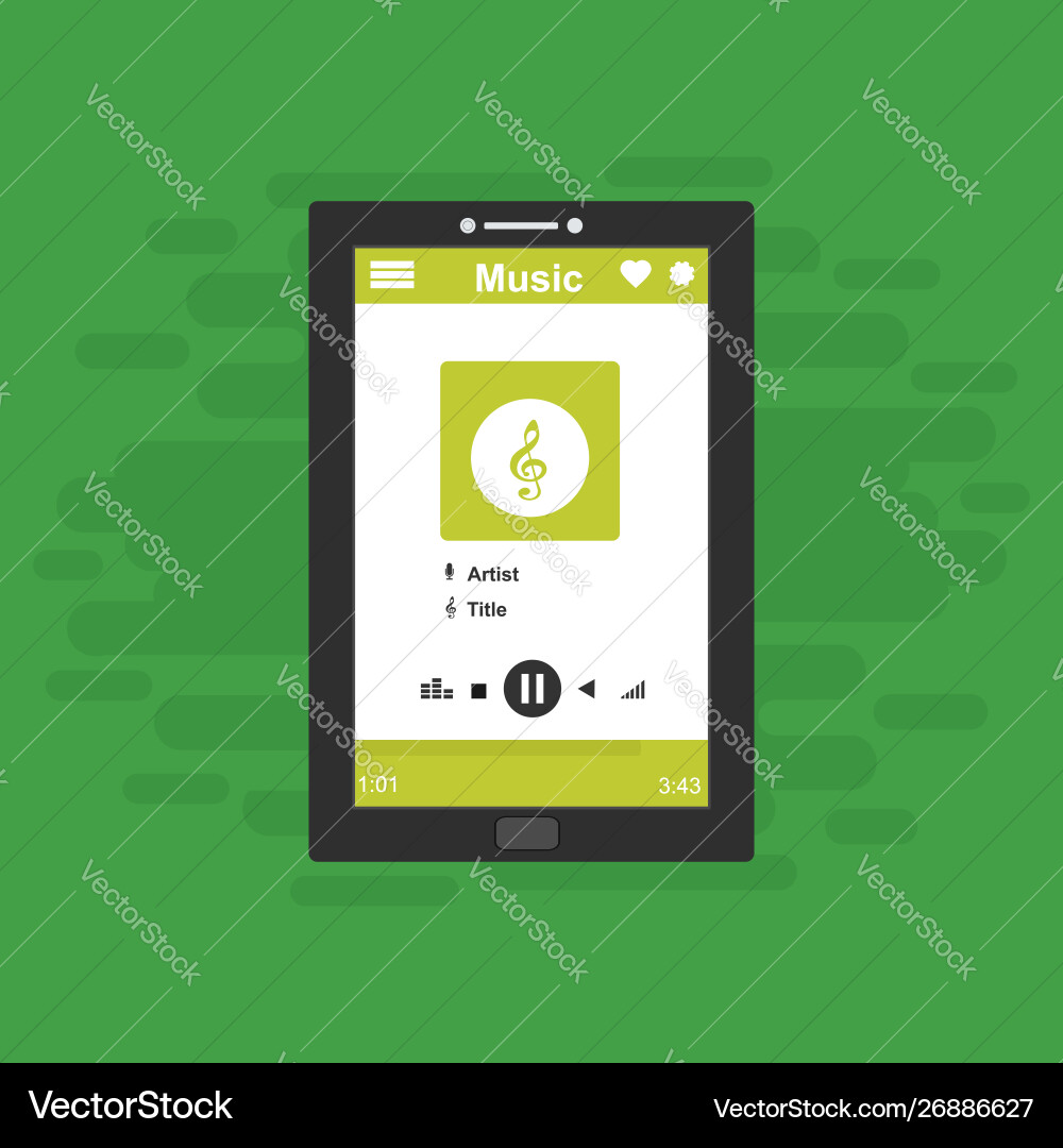 Media player application app template with flat Media player application app template with flat vector image