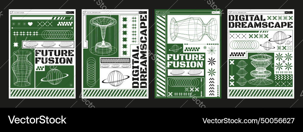 Poster design template in y2k aesthetic style vector image