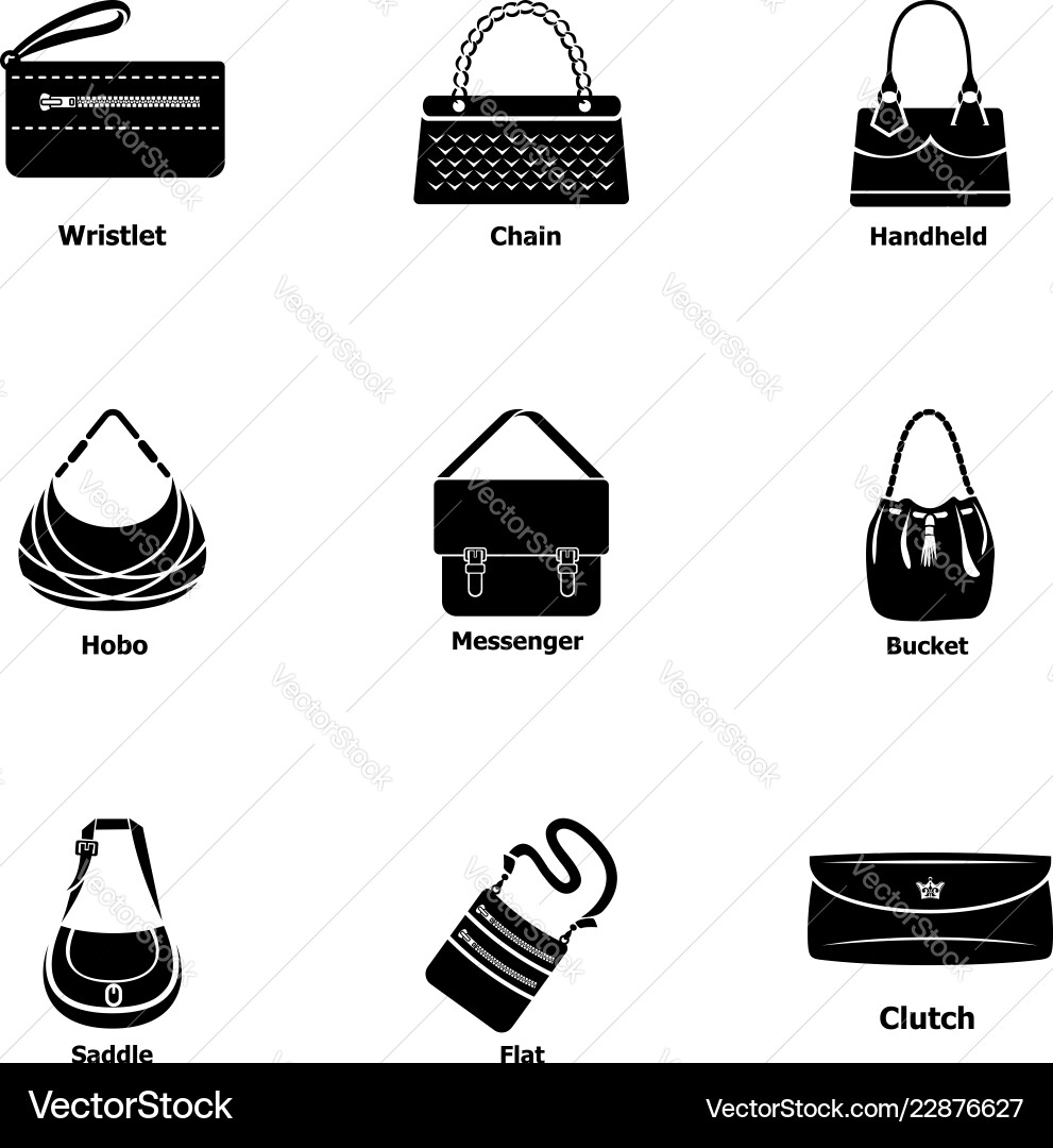 Satchel icons set simple style Vector Image