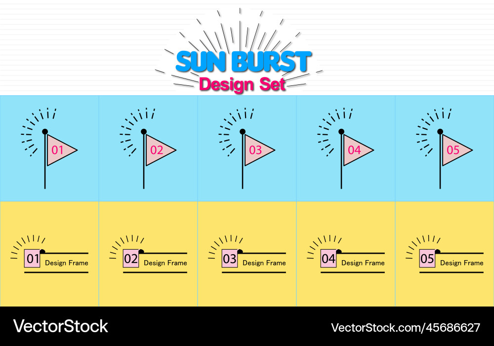 Sunburst design set simple heading frame Sunburst design set simple heading frame vector image