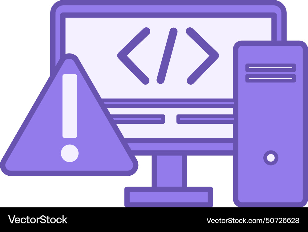 Colored icon code issue of computer Vector Image