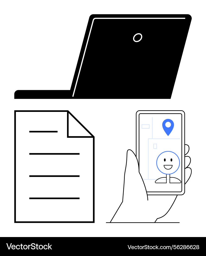 Digital identity verification with phone document Digital identity verification with phone document vector image