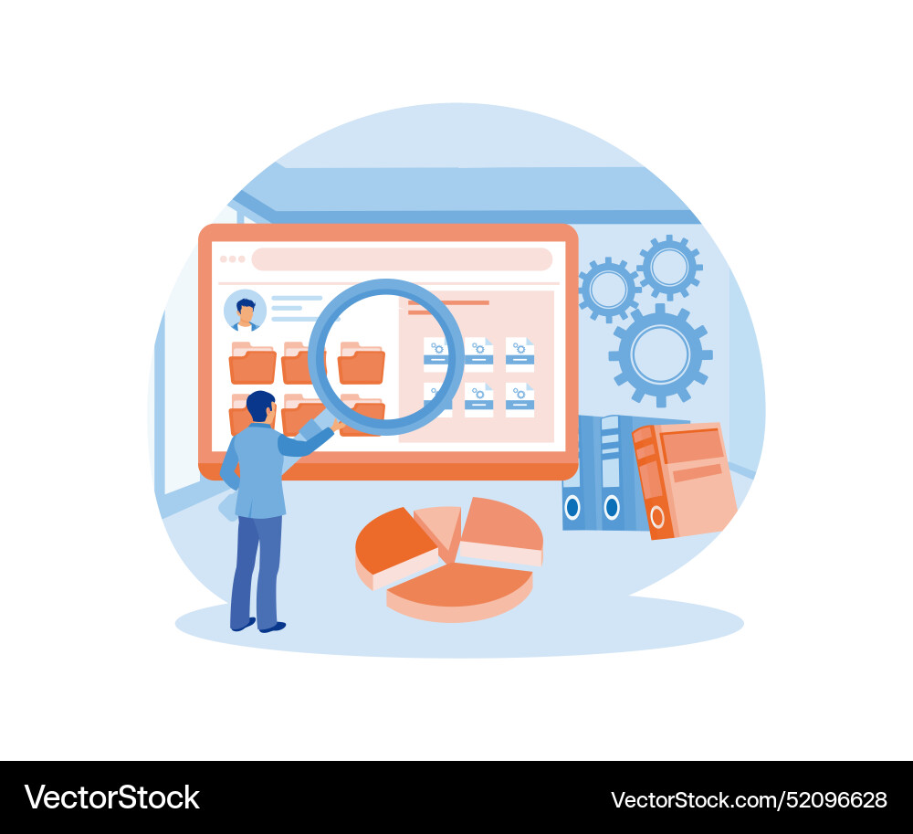 Employees search and index file documents Employees search and index file documents vector image