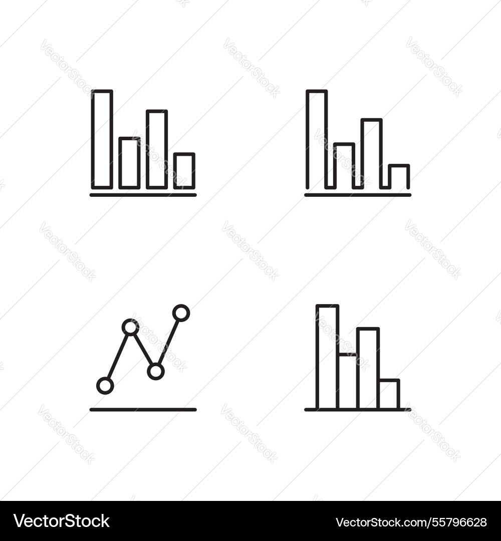 Graph and chart icon set statistics analytics vector image
