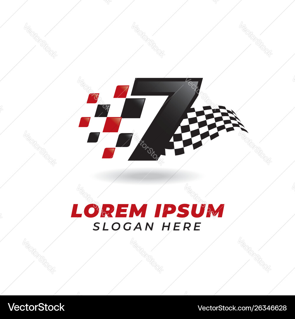 Racing Number 7 Icon - Bold & Modern Vector Image