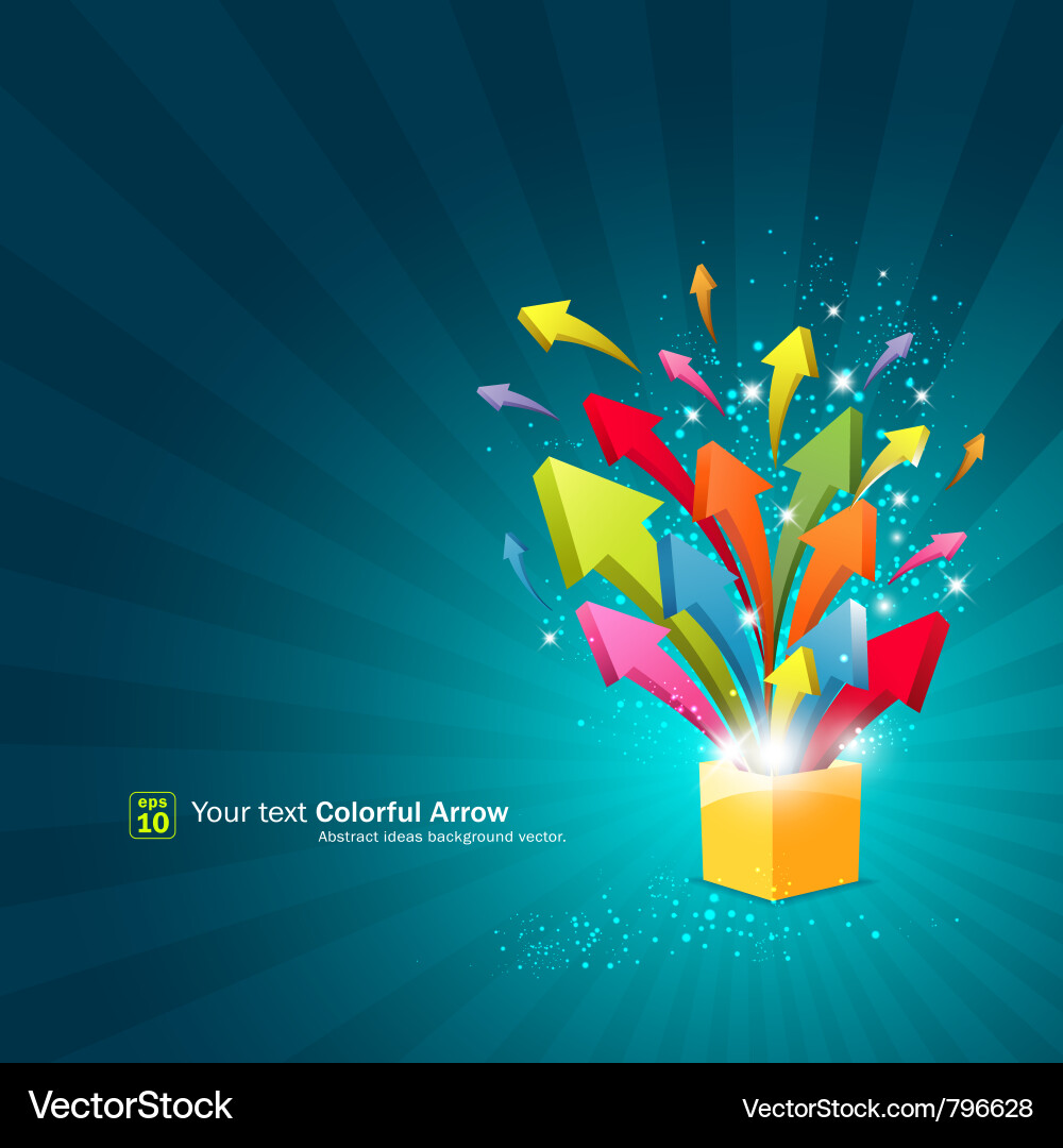 Sparkling Magic Box with Arrows Vector Image