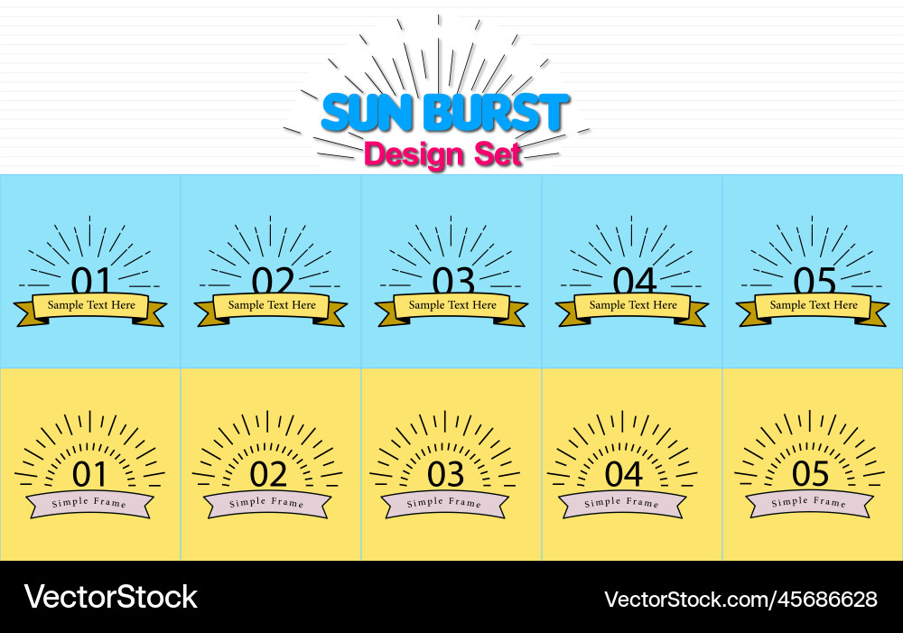 Sunburst Frame Set - Elegant & Simple Vector Image