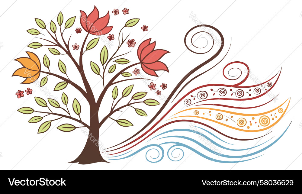 Abstract Tree of Elements Vector Image