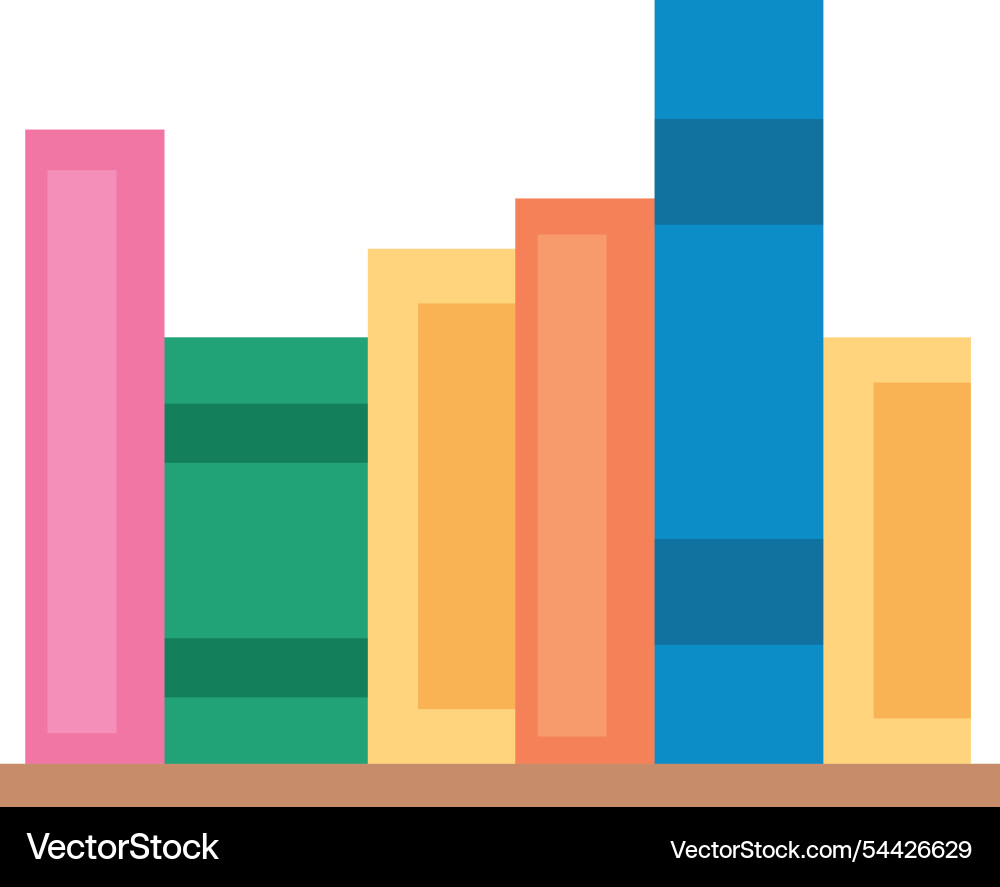 Books arranged in multiple rows on a shelf vector image
