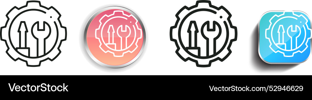 Cogwheel icon thin linear regular and button Cogwheel icon thin linear regular and button vector image