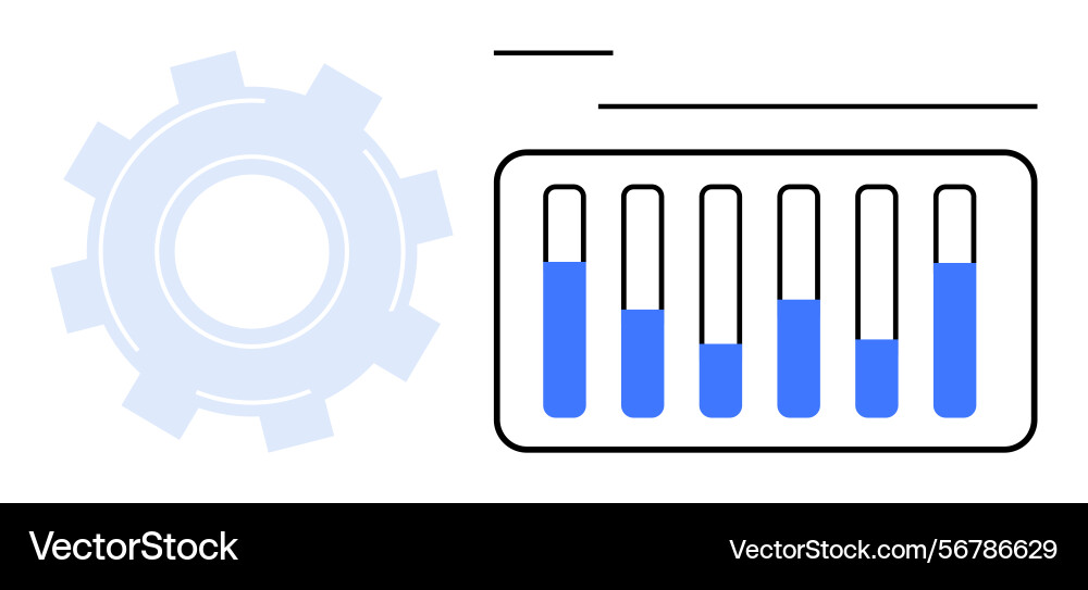 Data analysis with bar graphs and gear symbol Data analysis with bar graphs and gear symbol vector image