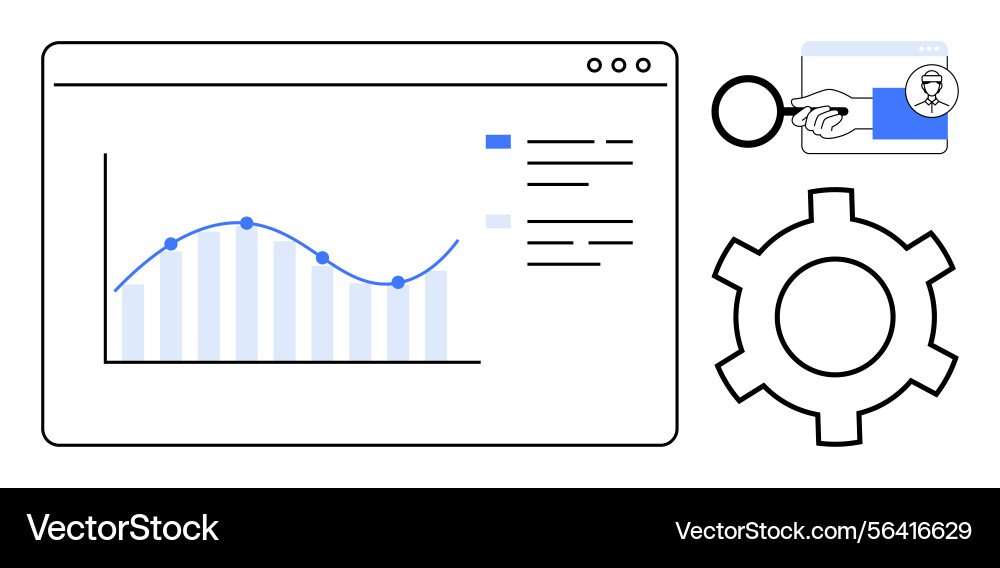 Datenanalyseanzeige mit Graphenfilter Datenanalyseanzeige mit Graphenfilter vektorbild