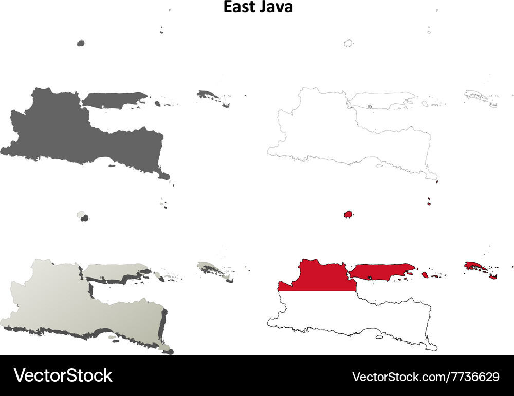 East java blank outline map set Vector Image