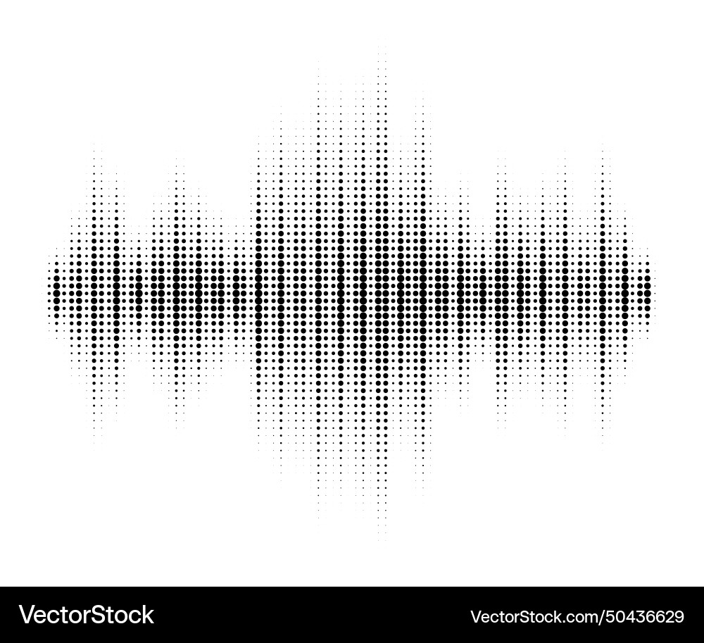 Halftone pattern audio waveform sound wave Halftone pattern audio waveform sound wave vector image